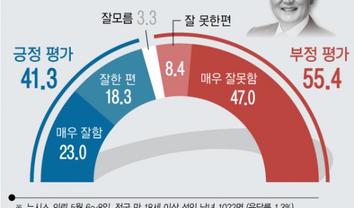 尹정부 1년 개혁 성과… '잘했다' 41.3% '잘못했다' 55.4%